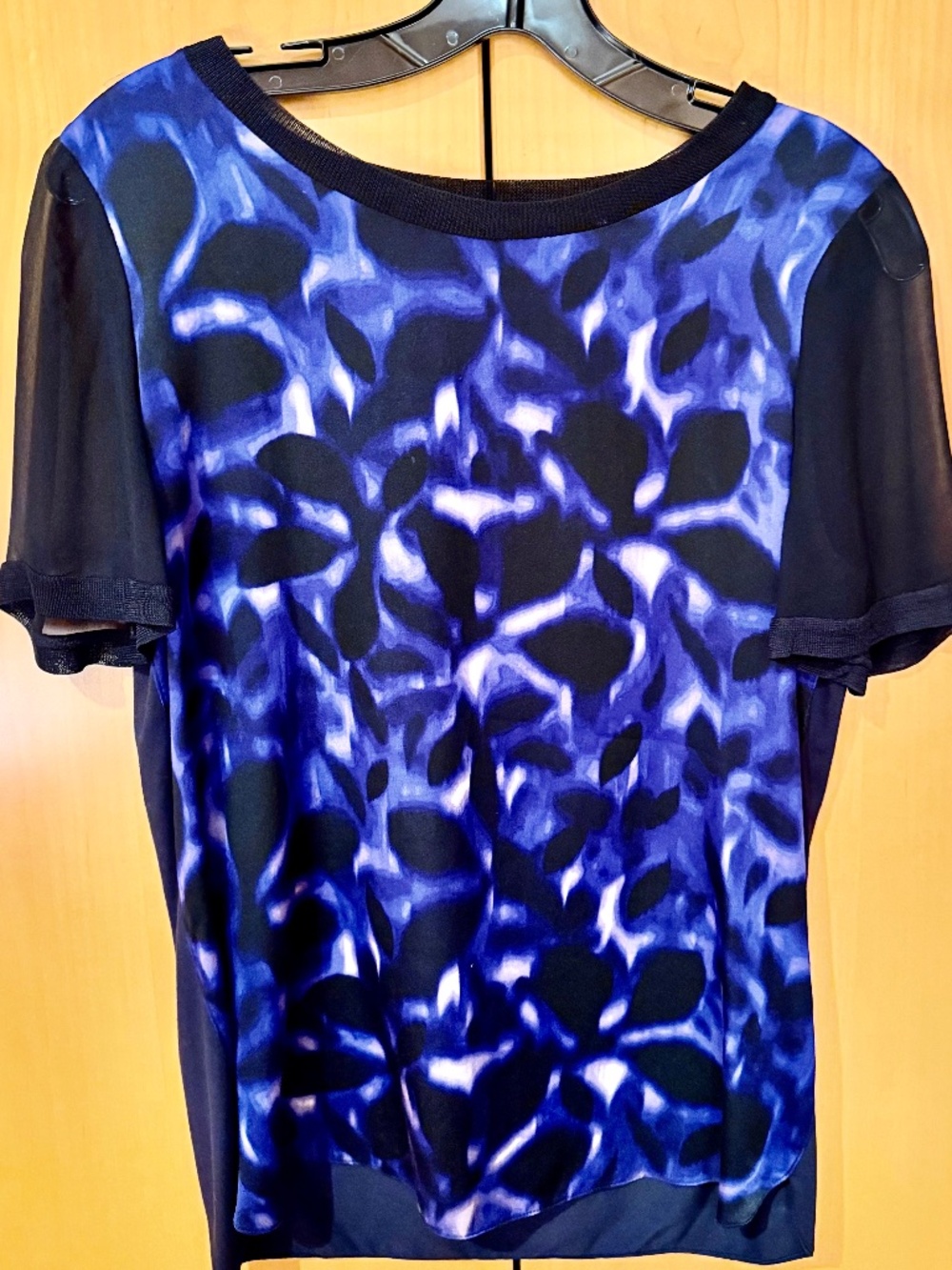 Elie Tahari Mixed-Media Silk and Mesh Blouse